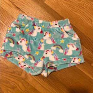 Rainbow unicorn pajama shorts